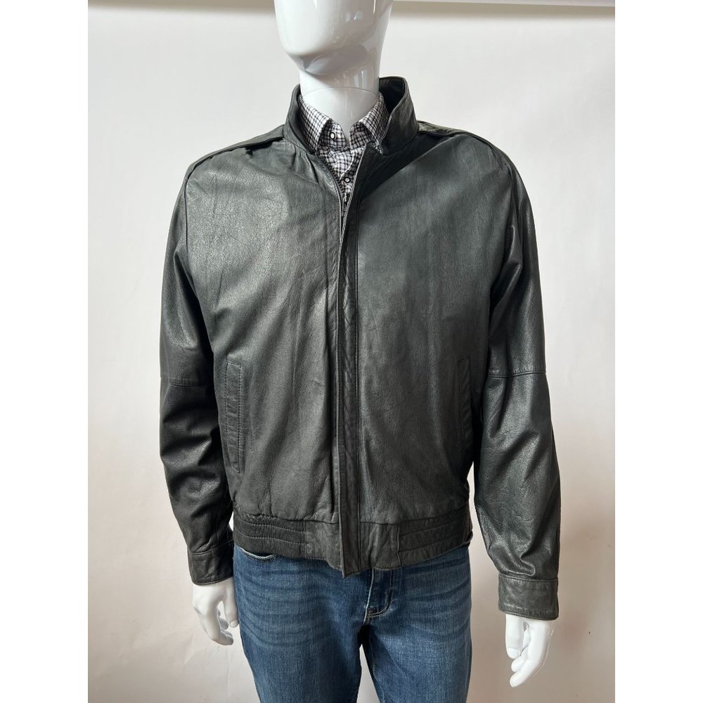New Zealand Outback Black Leather Vintage Bomber Jacket Sz M